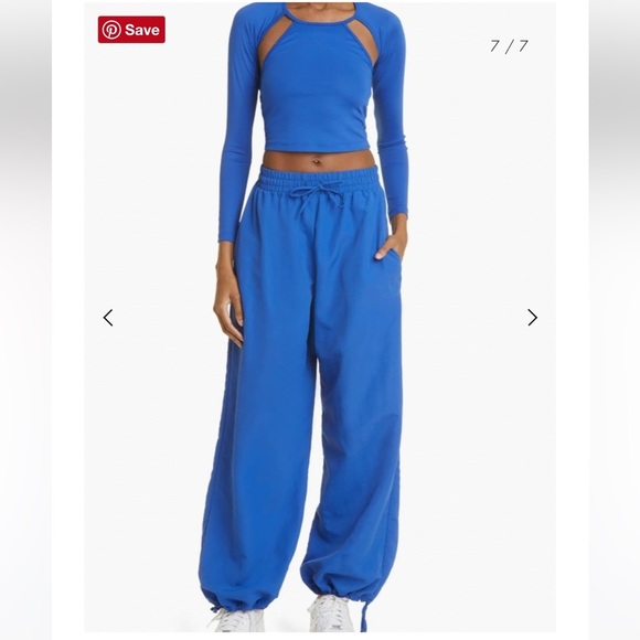 SammyB ALEXIS LONG SLV CROP TOP Blue Sz XL Open back NWT - Picture 5 of 11